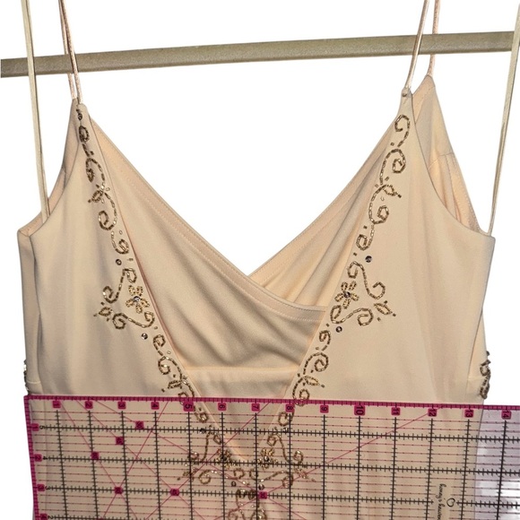 Dave & Johnny Beaded Formal Dress Champagne Yellow/Gold Size 5/6 - Picture 7 of 14